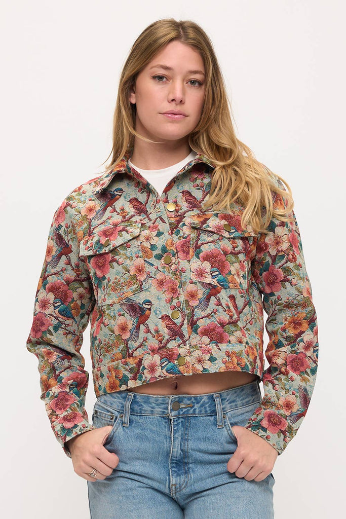 Vintage Floral Aviary Tapestry Jacket