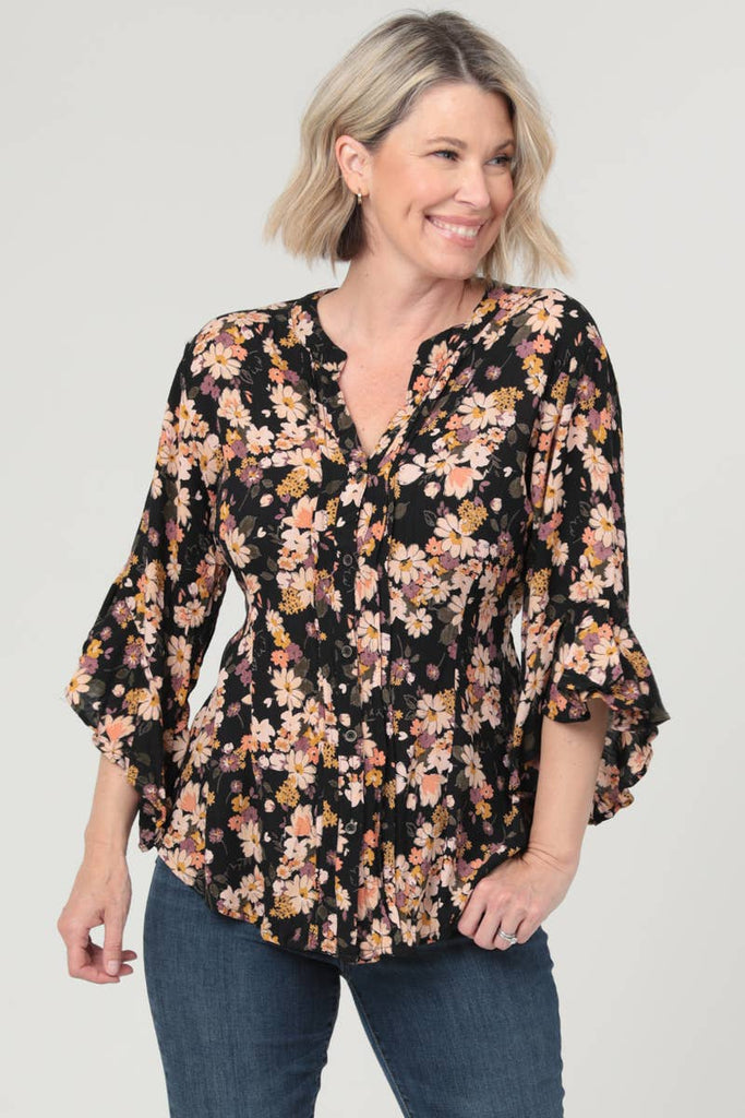Ruffled Floral Fit Blouse