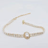 Layer Pearl Rhinestone Choker Necklace