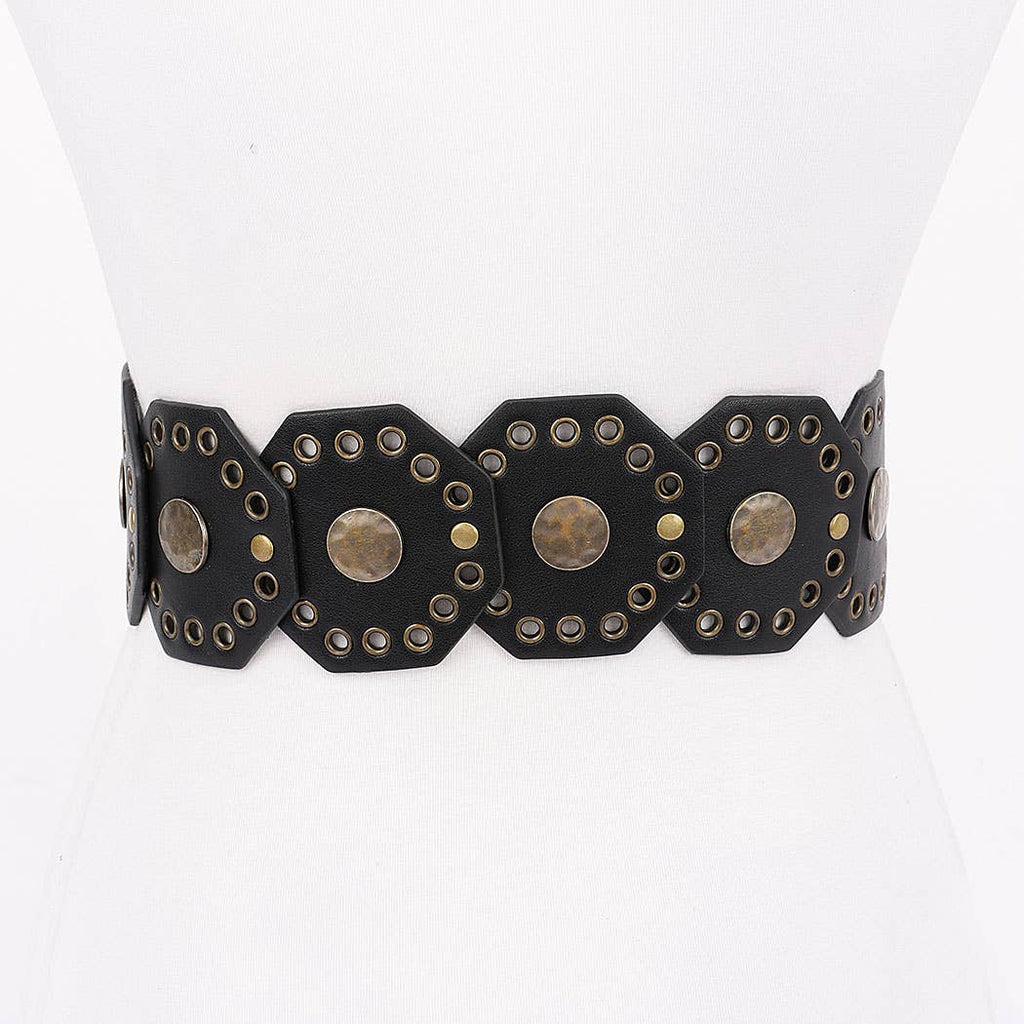 Western Vintage Belt: Black/Brass