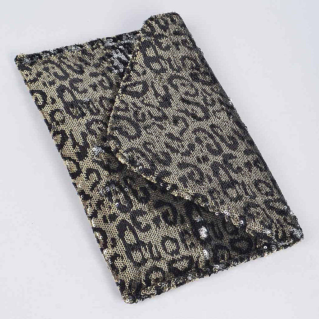 Sequin Leopard Clutch: Gold