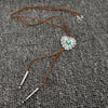 Turquoise Heart Charm Leather Bolero Necklace