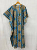 Leopard Print Cotton Caftan: Blue