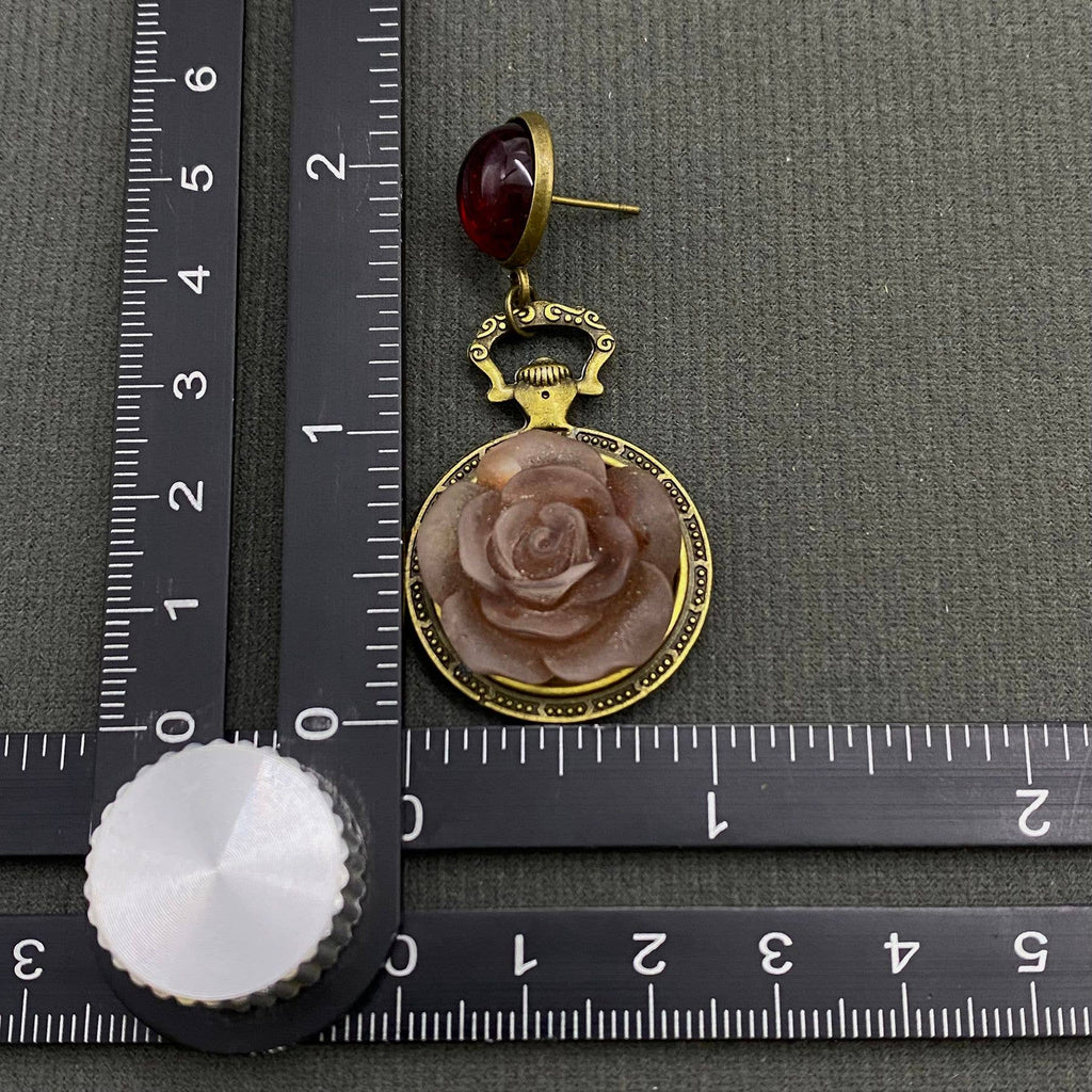 Vintage Glazed Red Agate Earrings