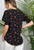 Cherry Print V-Neck Blouse