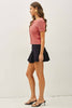 Cotton Crochet Short Sleeve Cardi: Dusty Coral