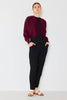 Rib Pleated Bolero: Burgundy