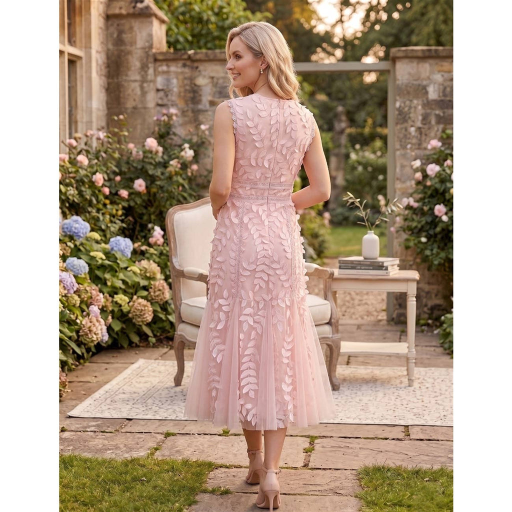 Ethereal Botanical Wine Lace Dress