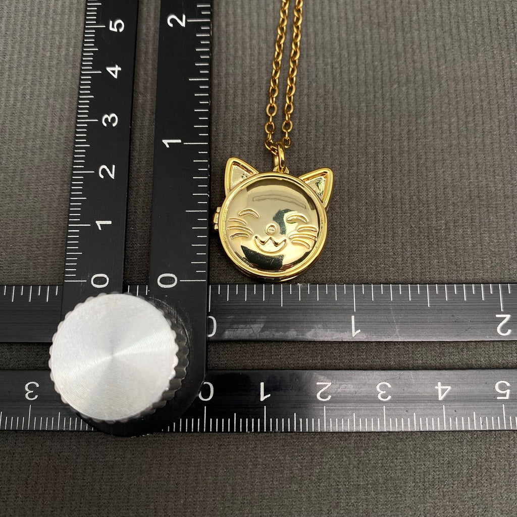 Cat Locket Charm Necklace: Silver