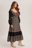 Floral Patchwork Lace-Up Maxi Dress