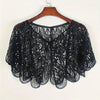 Scalloped Sequin Caplet: Black