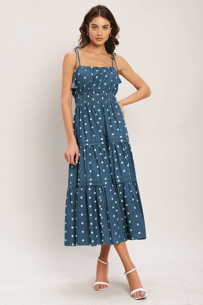 Lightweight Denim Dots Dress