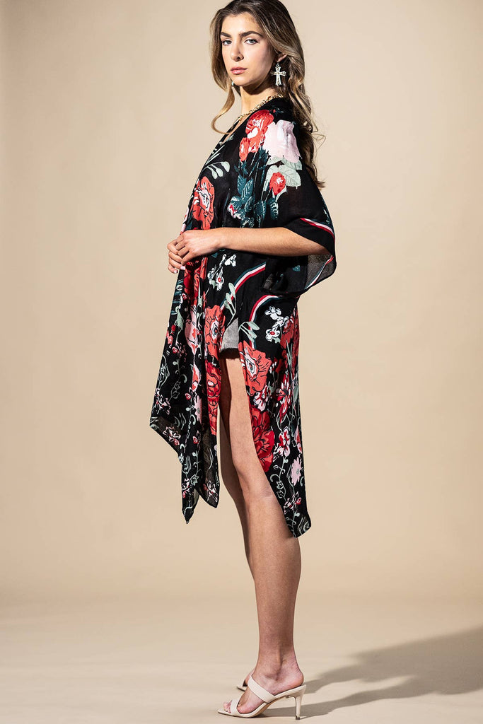 Red Flower Garden Kimono