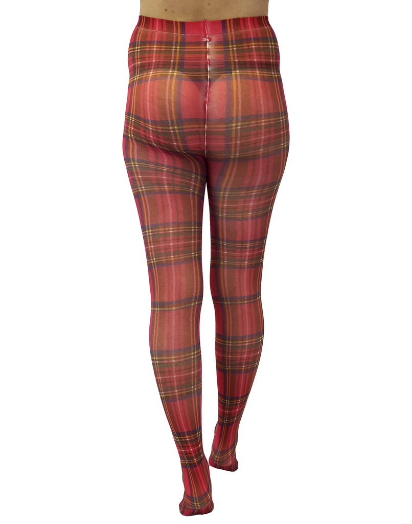 Original Red Tartan Printed Tights: 16-18 / Red: XL