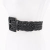 Braided Vegan Leather Buckle Belt: White