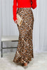Leopard Print Bias Cut Satin Maxi Skirt