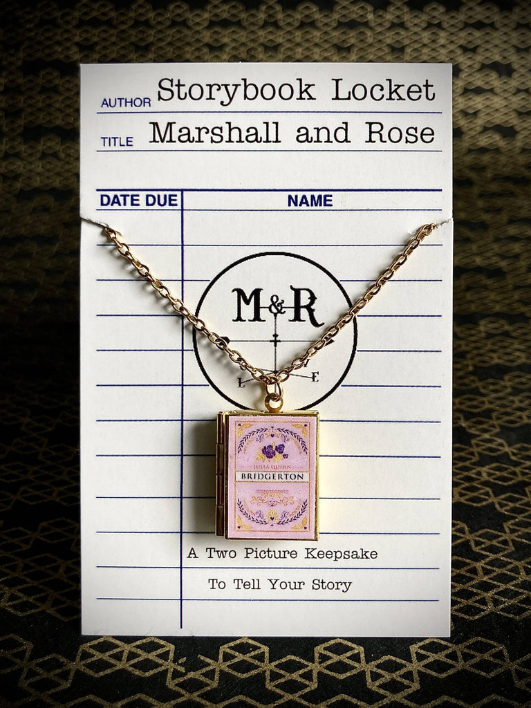 Book Locket Necklace - Bridgerton - Pink: Brass