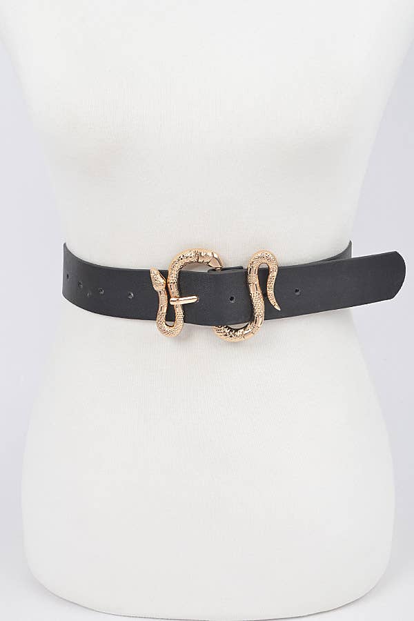 Snake Buckle Belt: Black Gold