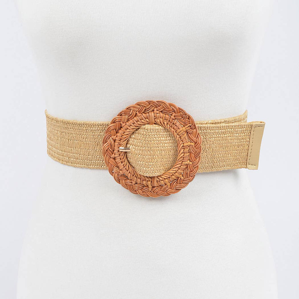 Bamboo Buckle Stretch Straw Belt: Extra Long