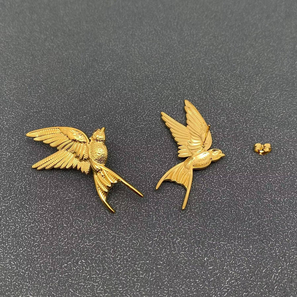 18K Gold Plated Bird Stud Earrings