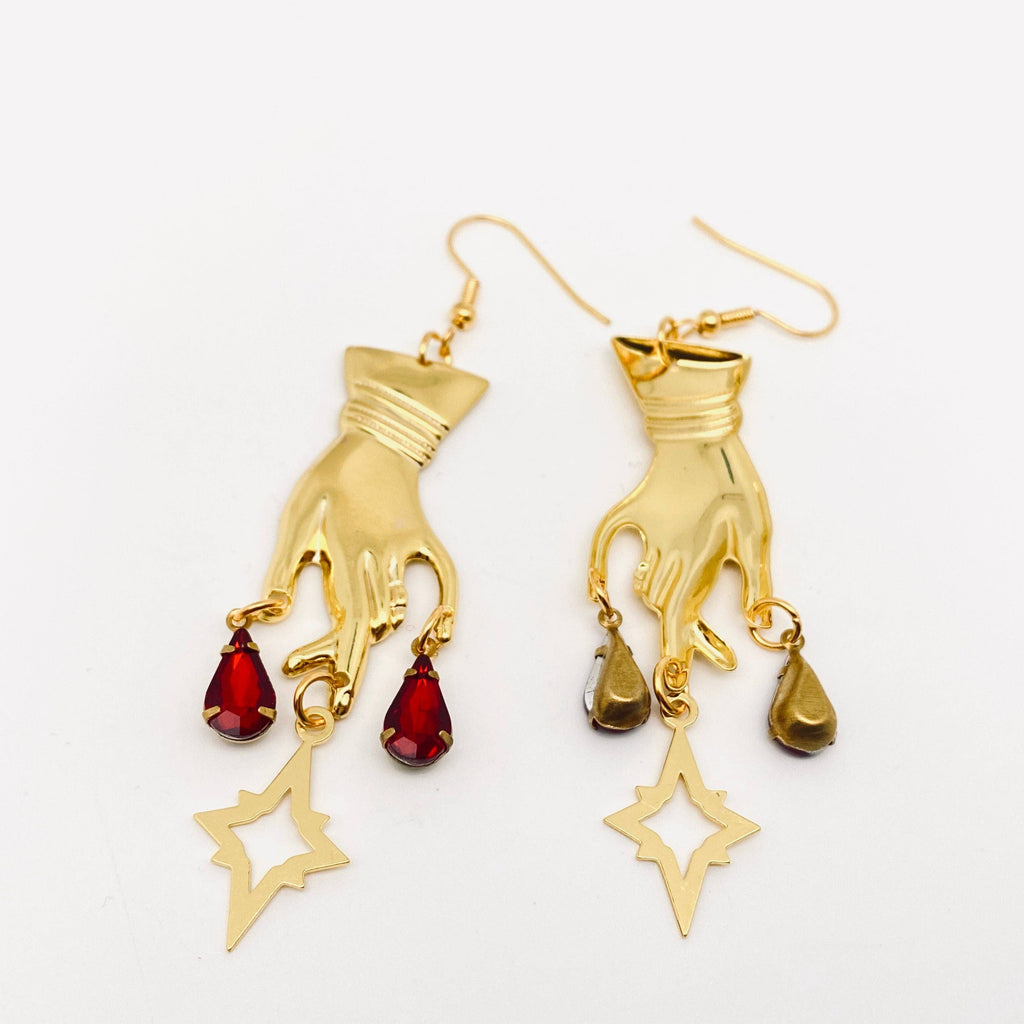 Golden Hand Gothic Earrings