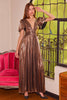 Bronze Twist Front Pleated Maxi Dress