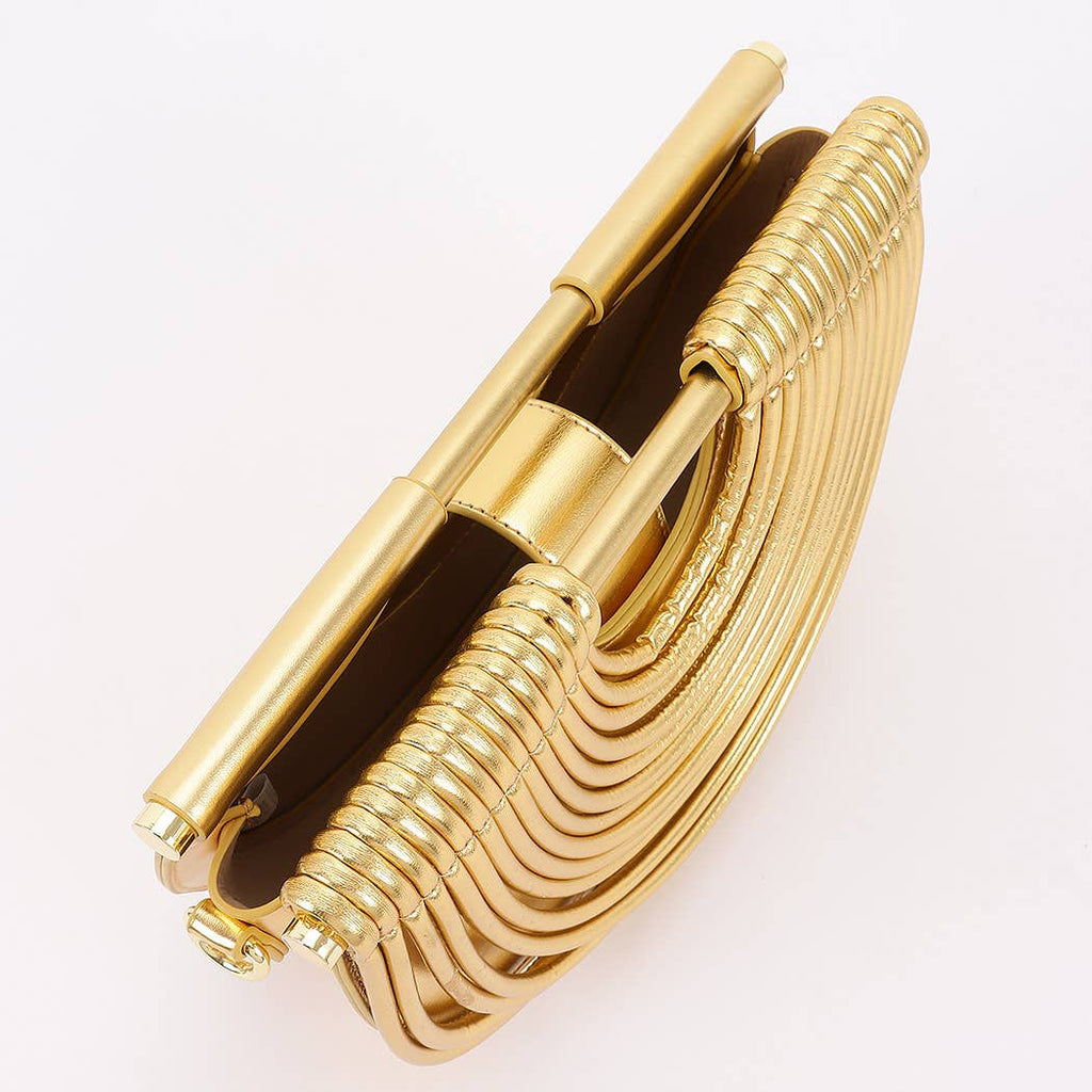 Metallic Faux Leather Noodle Bag: BK