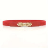 Gold Laurel Elastic Skinny Belt: Red