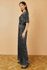Black Silver Metallic Pleated Jumpsuit