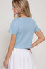 Short Sleeve Rainbow Button Cardi: Soft Blue