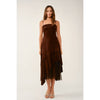Chocolate Faux Suede And Lace Dress