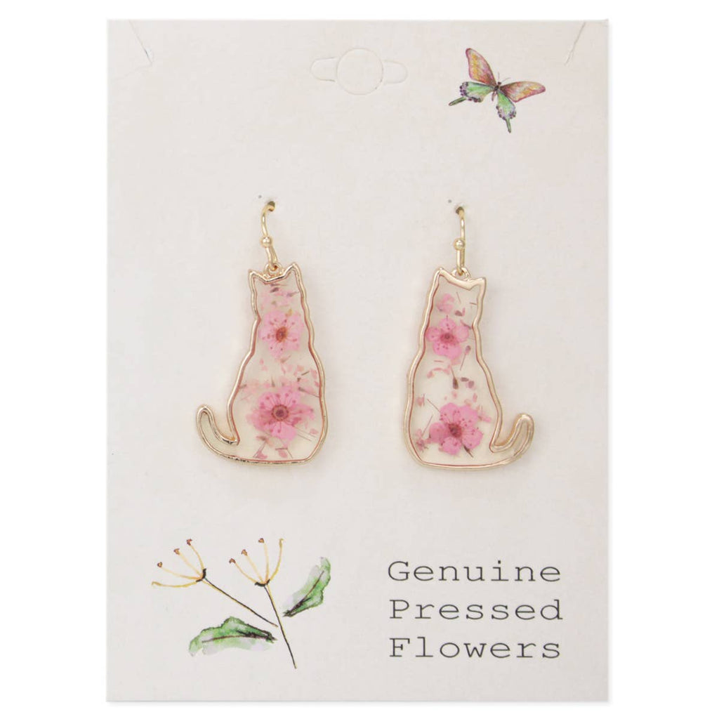 Feline Friend Flower Earrings