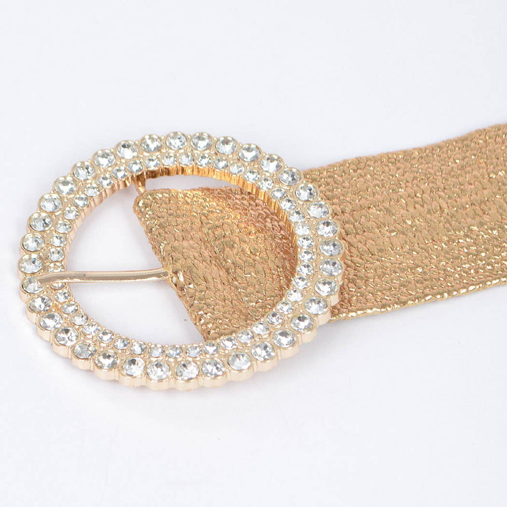 Silver Stetch Rattan Rhinestone Belt