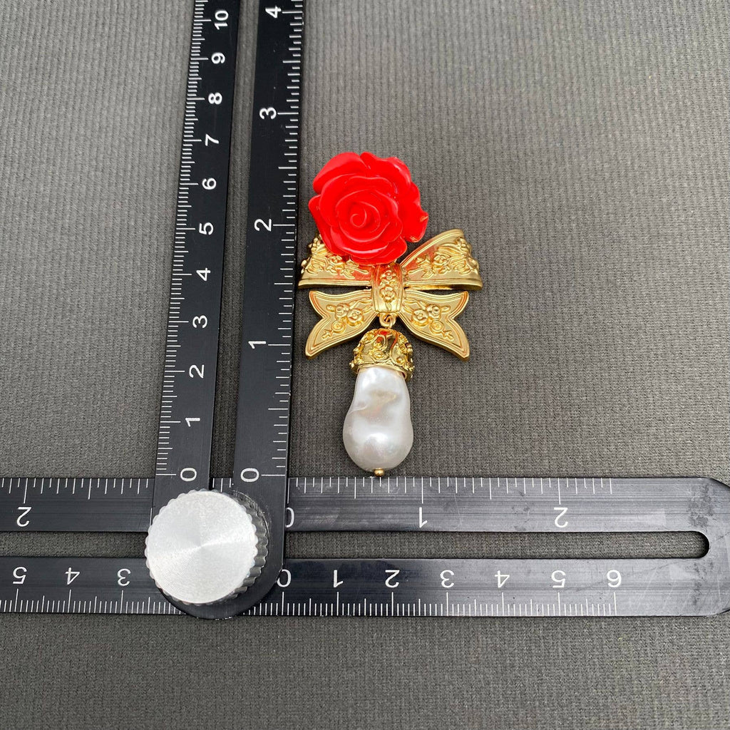 Vintage Golden Bow Rose Earrings