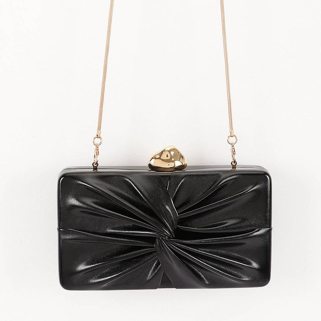 Twist Knot Hardcase Clutch: Silver