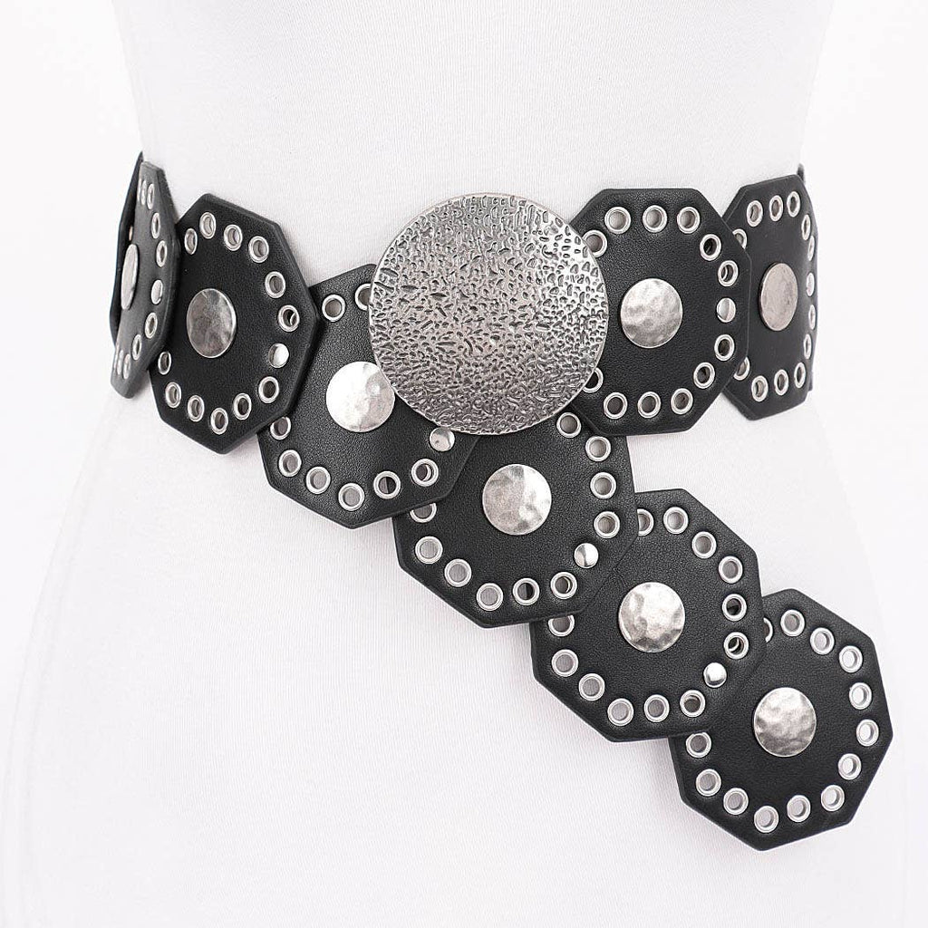 Western Vintage Belt: Black/Brass