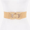 Stretch Rattan Gold Clasp Belt: Khaki