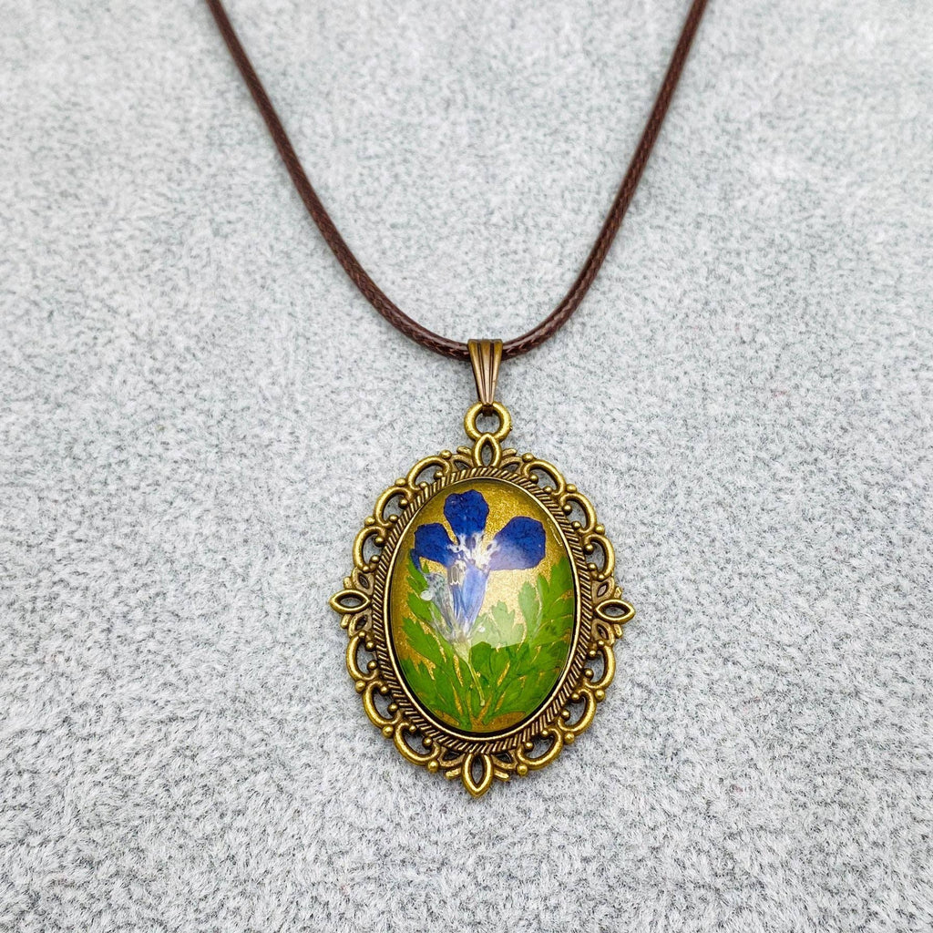 Palace Dried Flowers Necklace: Rapeseed flower & Ferns