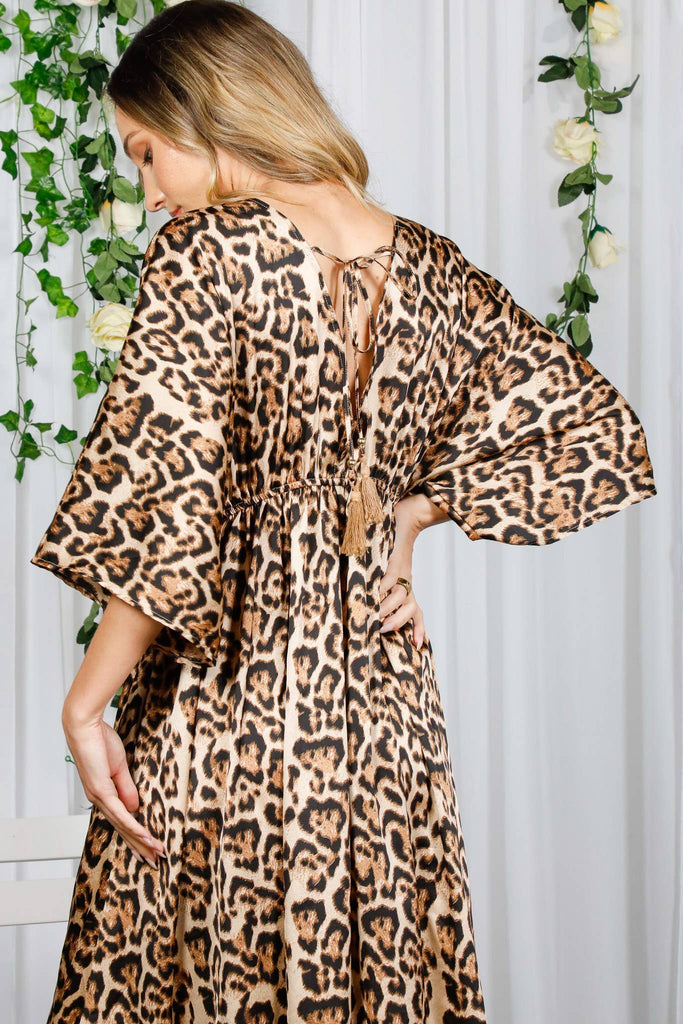 Silky Leopard Kimono Dress