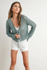 Cotton Crochet Tie-Front Cardigan: Soft Blue