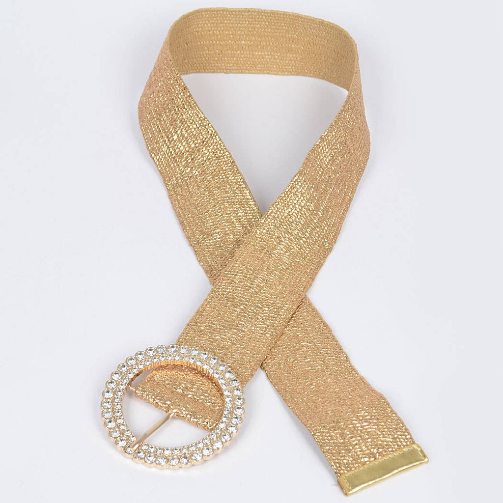 Silver Stetch Rattan Rhinestone Belt