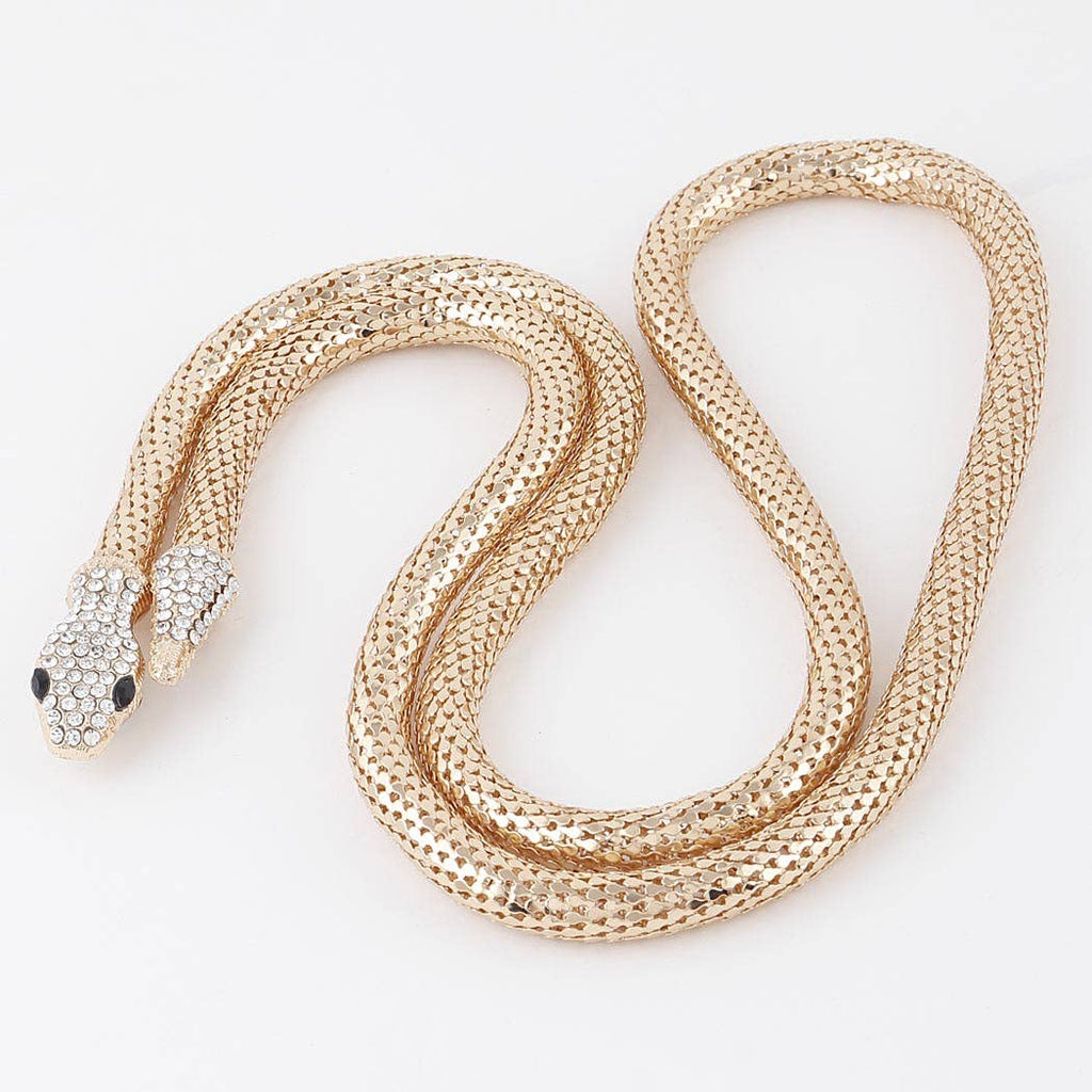 Jeweled Snake Coil Necklace: Gold