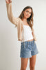 Cotton Crochet Tie-Front Cardigan: Soft Blue