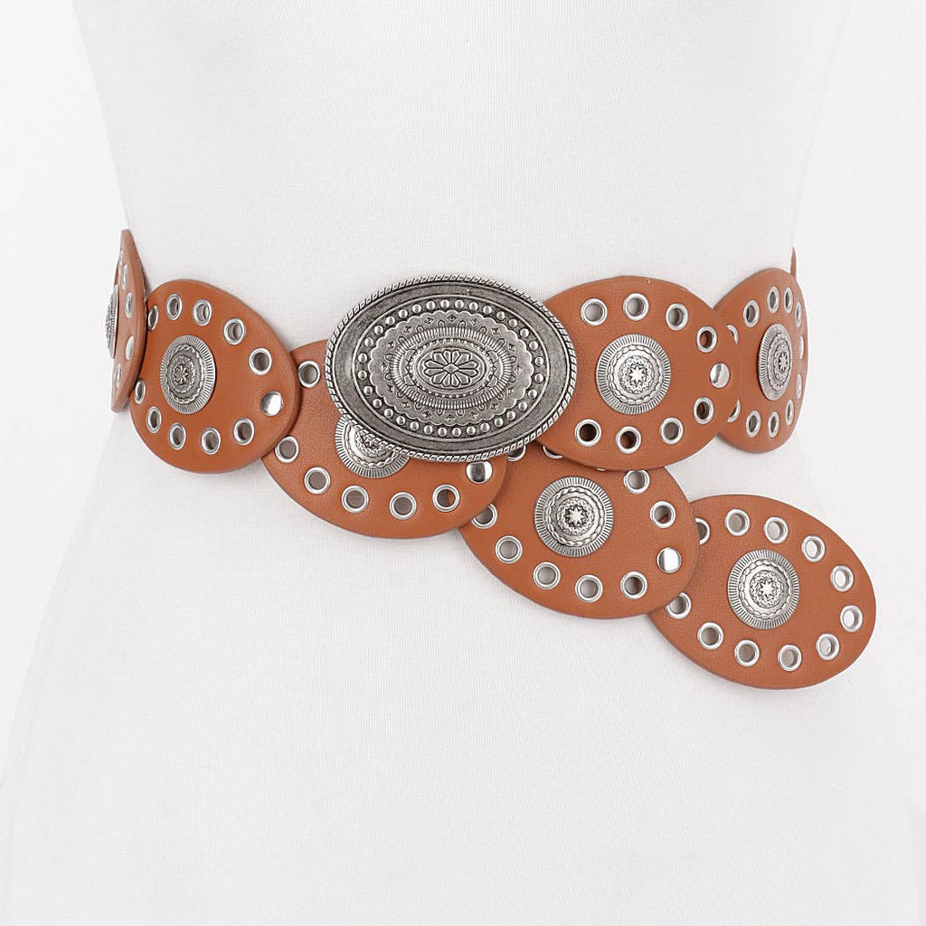 Silverwood Oval Western Belt: White