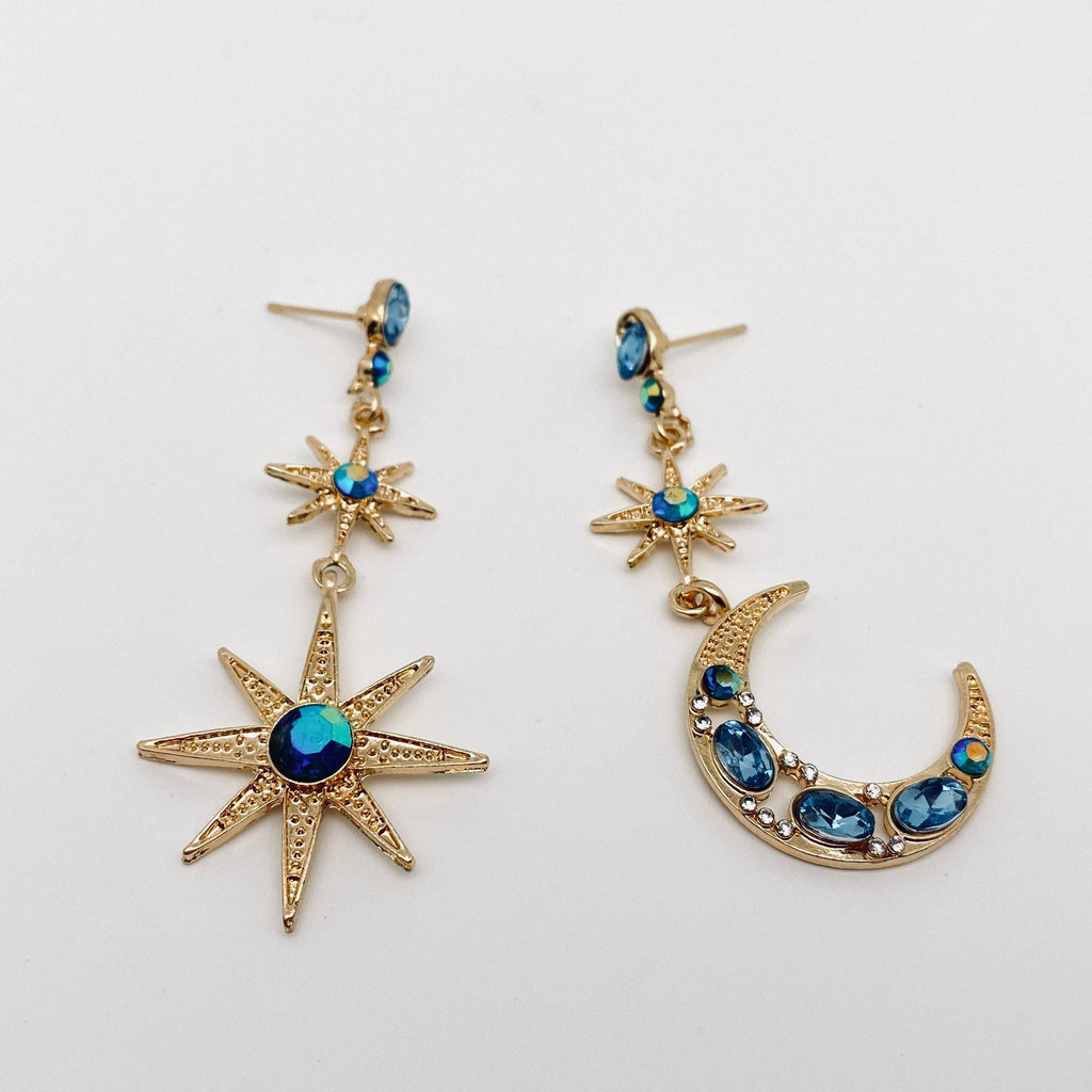 Star Moon Asymmetric Earrings