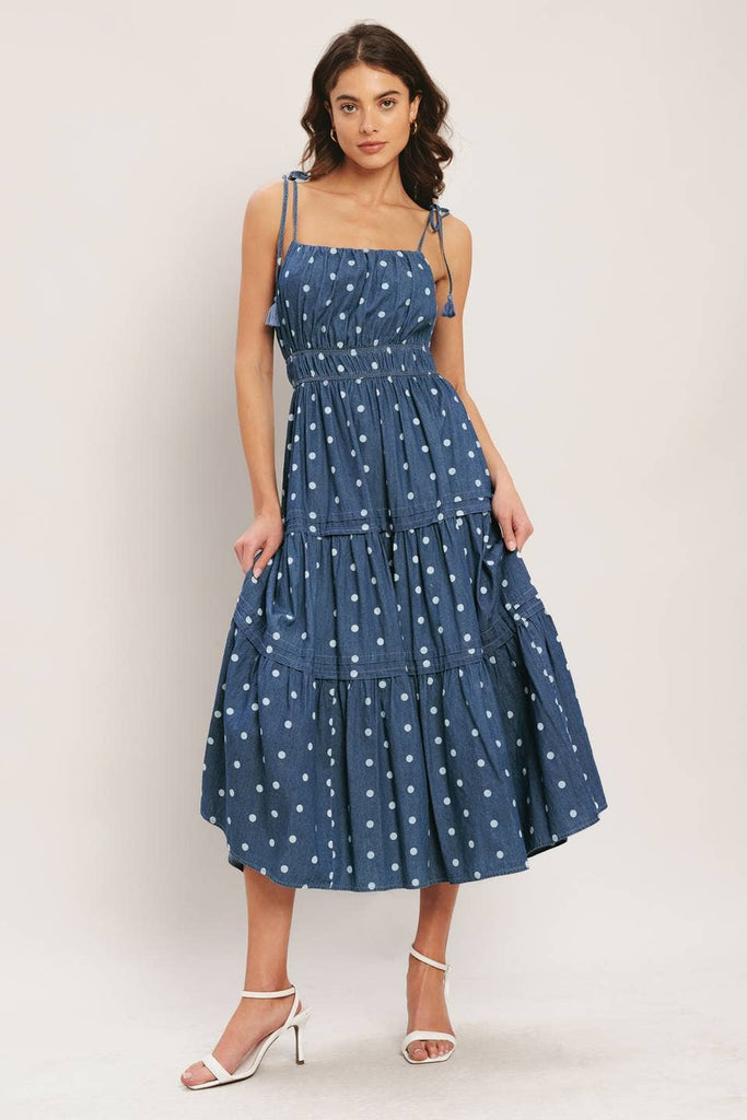 Lightweight Denim Dots Dress