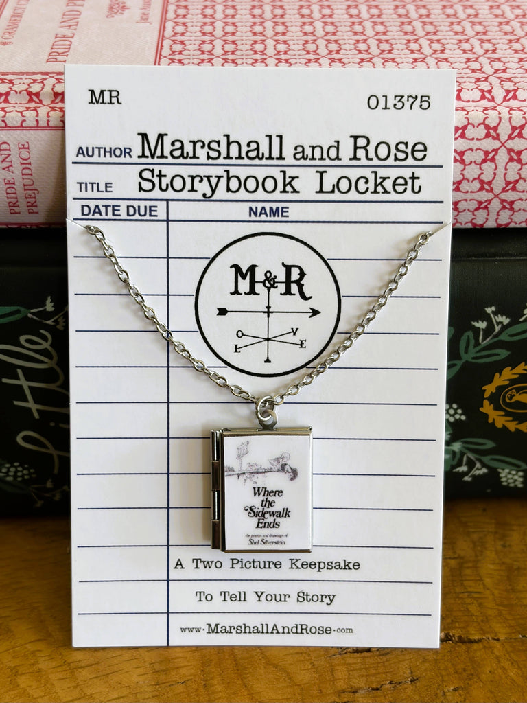 Book Locket Necklace - Where the Sidewalk Ends: Stainless Steel