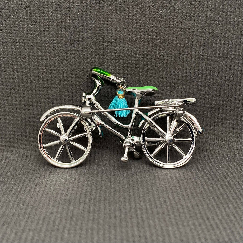 Green Enamel Bicycle Brooch