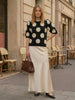 Polka Dot Short Sleeve Knitted Sweater