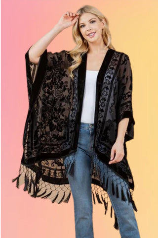 Raven Roses Velvet Kimono